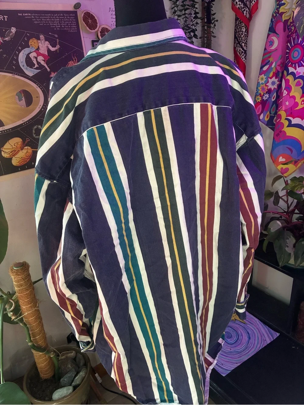 Striped Long-Sleeve Button-Up Jacket Multicolor